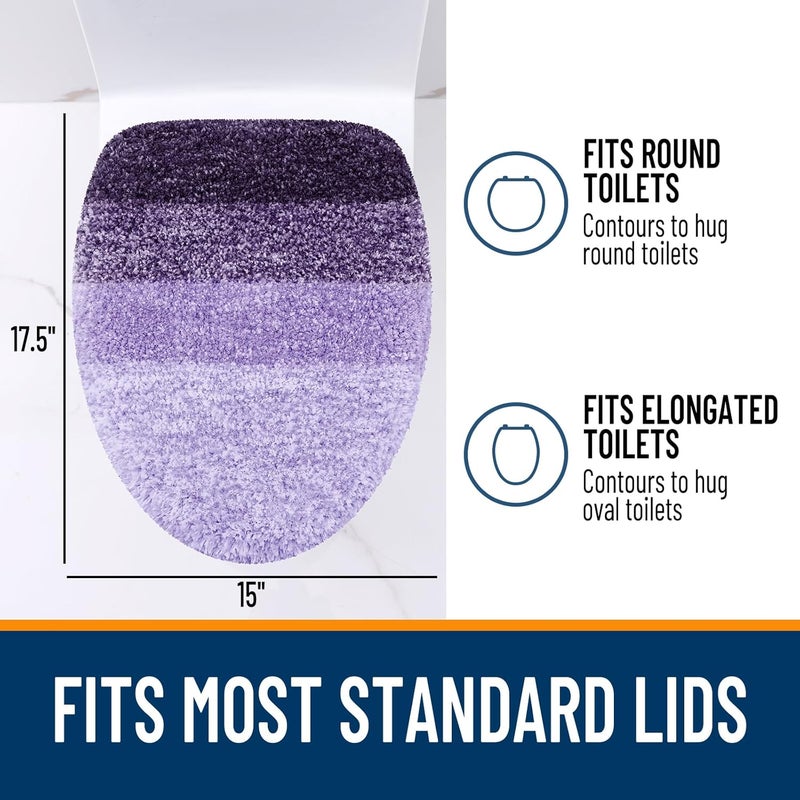 OLANLY Soft Microfiber Bathroom Toilet Lid Cover, Machine Washable Covers, 17.5x15, Stays in Place Rubber Backing, Fits Most Round, Elongated and Oblong Lids, Accessories Decor, Violet - Image 5